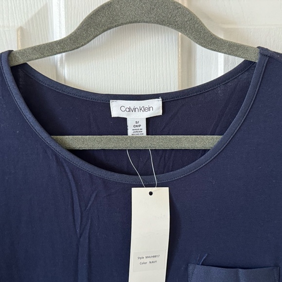 Calvin Klein Navy Sleeveless Top… S…Round Neck, Patch Pocket Front NWT - Picture 4 of 10
